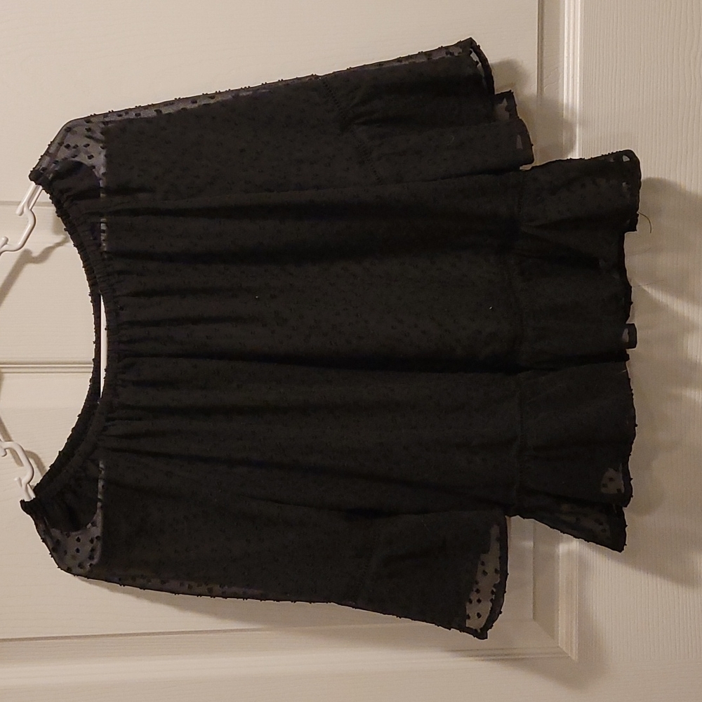 Tommy Hilfiger textured Scoop-Neck black blouse